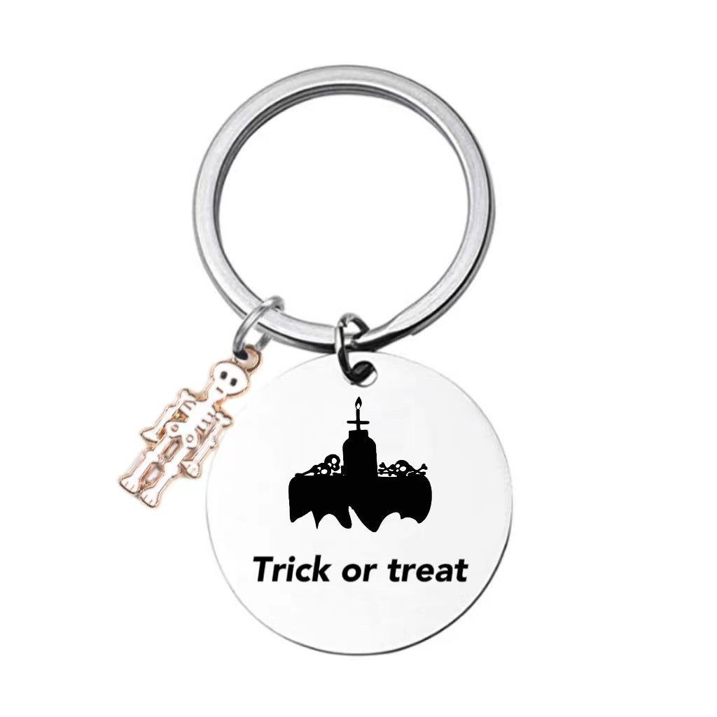 Wholesale Halloween Pumpkin Spooky Skeleton Man Stainless Steel Keychain
